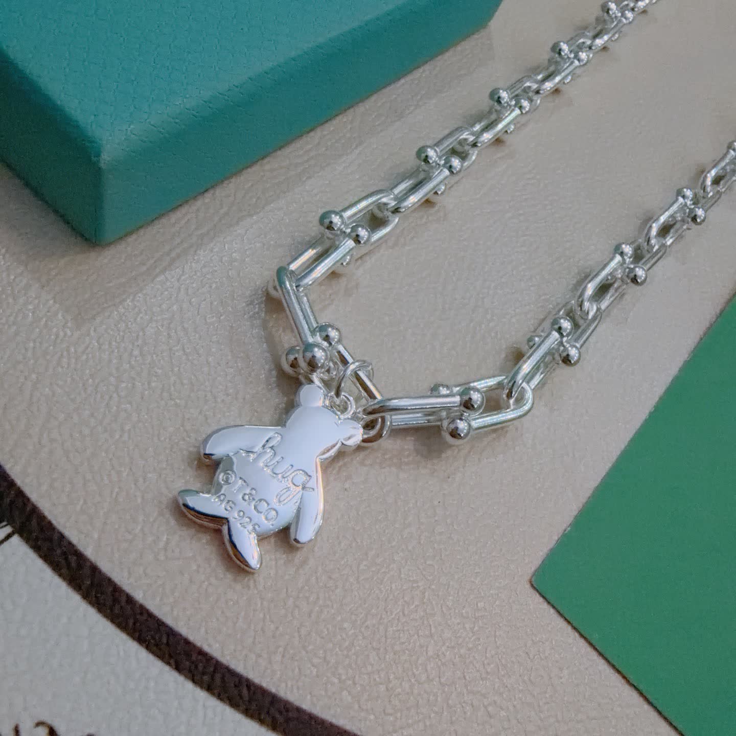 Tiffany & Co. Silver Link Necklace with Bear Charm